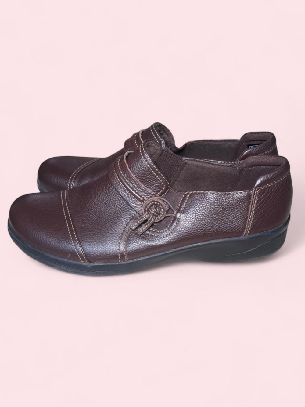 Clarks Cheyn Madi Dark Brown Leather Comfort Loafers Slip On Shoes 8.5